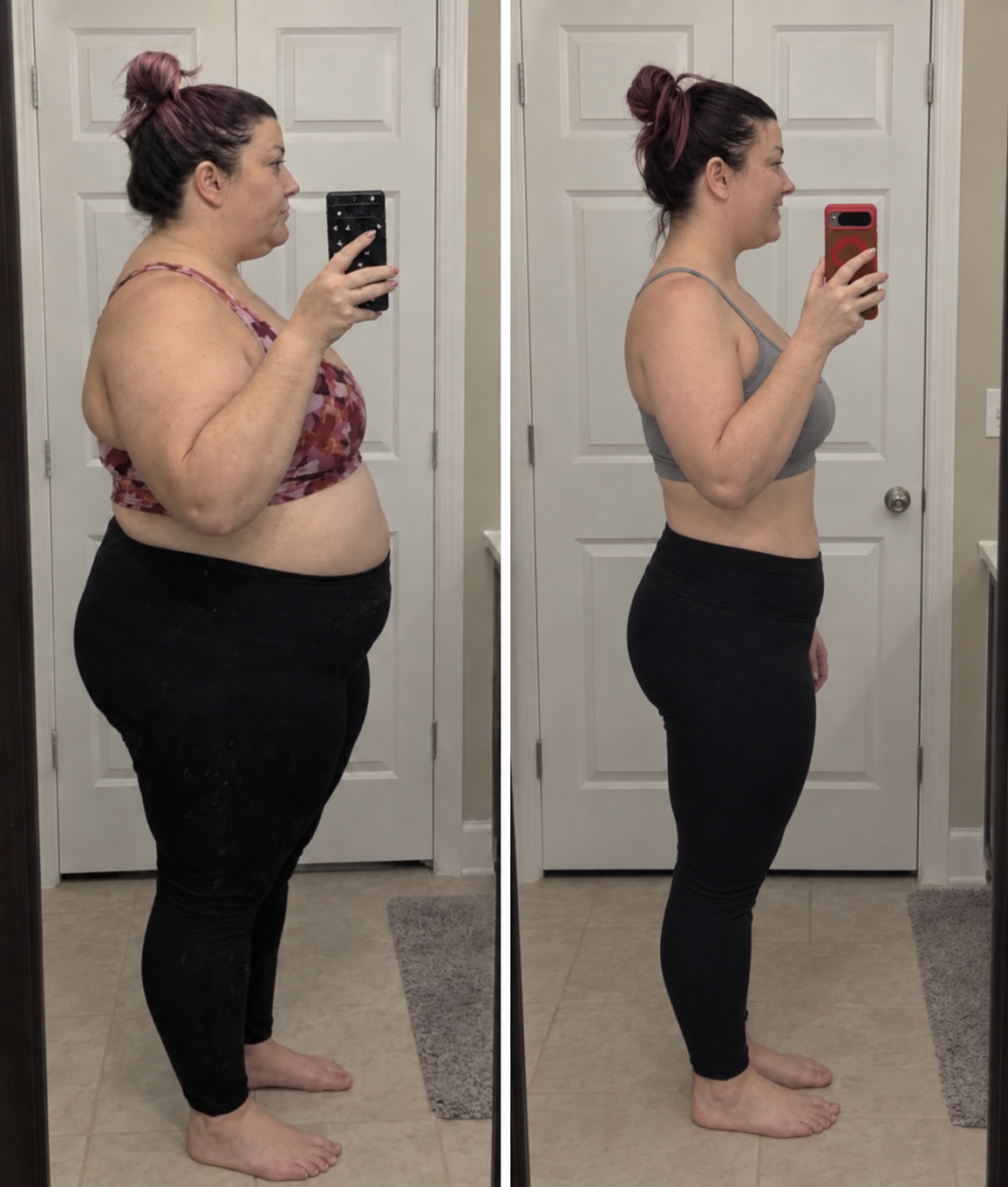 Before and after weight loss transformation
